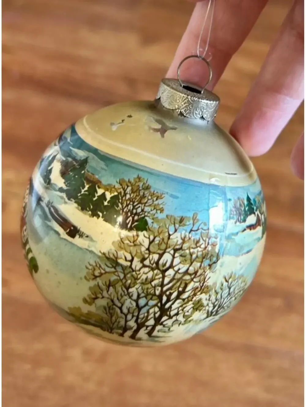 Vintage 1982 Hand-Painted Christmas Ornament Globe